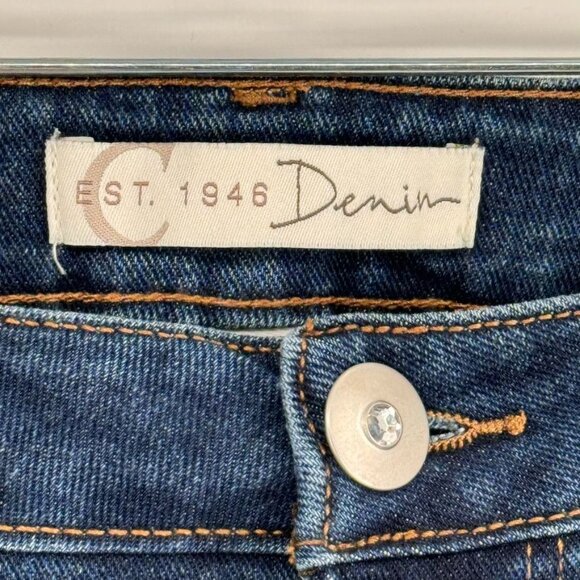 C.1948 Denim Mid-Rise Rhinestone Embellished Ankle Jeans Size 12 pockets stretch - Picture 8 of 12